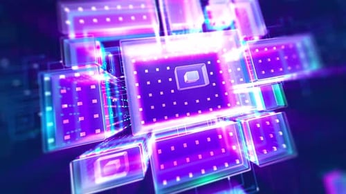 Futuristic Neon 3D Data Blocks for Cyberpunk Visuals