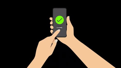 Animated Hand Holding Smartphone Making Digital Payment