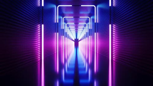 Seamless Loop Through a Glowing Futuristic Neon Tunnel
