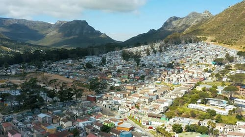 4k drone video footage of an informal settlement in a mountainous urban area