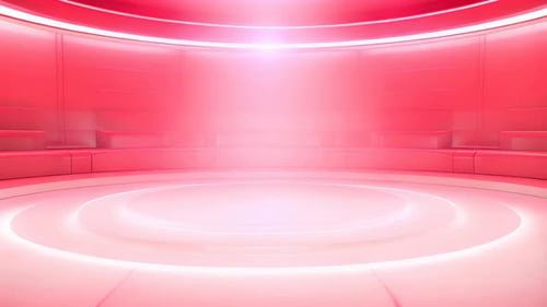 Modern Red Virtual Studio Stage with Glowing Floor Animation