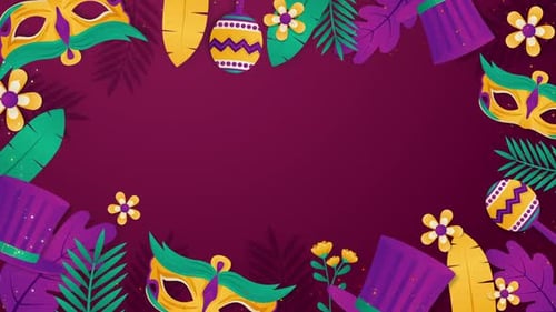 Mardi Gras Festive Elements Frame Animation