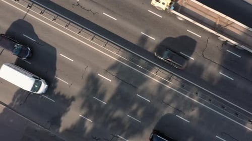 City Traffic on Highway Aerial Top View From Drone