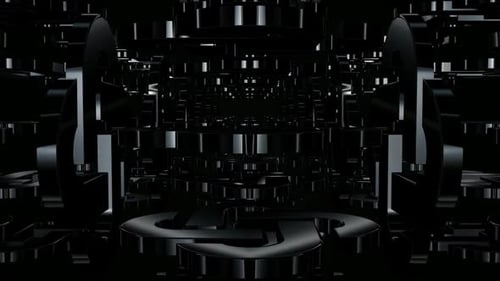Abstract 3D Black Geometric Tunnel Loop Background