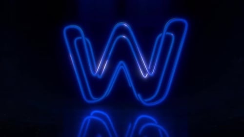 Colorful Neon Letter W Loop Animation.