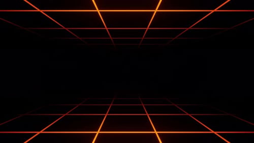 Orangefarbenes Netz auf schwarzem Hintergrund. Animation in einer Schleife