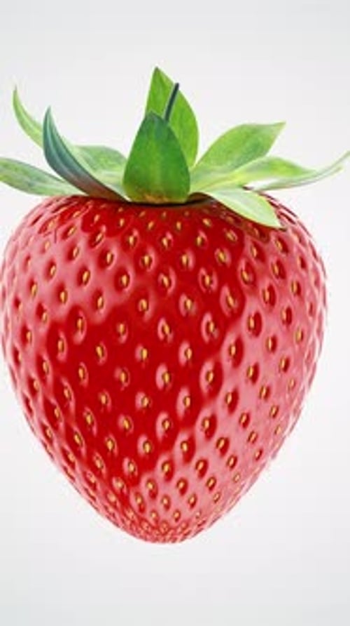 Strawberry rotate on a white background. 3d animation, 4K