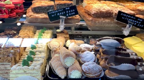Dessert on shelf in store