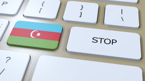 Azerbaijan Country Flag and Stop Button 3D Animation