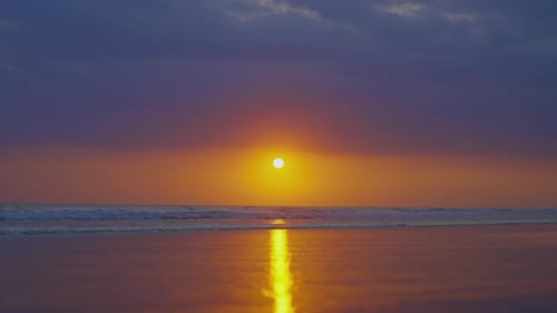 Sunset Sea Beach Landscape Setting Sun on the Sea Surface