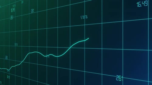 Futuristic Data Line Graph with Dynamic Numbers