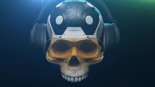 stilisierter menschlicher Science-Fiction-Schädel auf einheitlichem Hintergrund