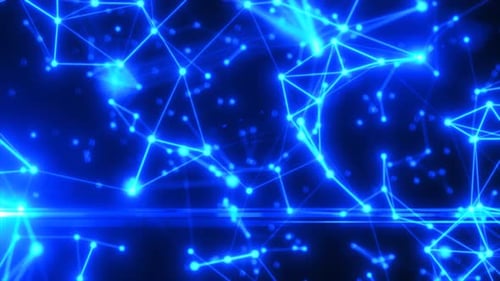 Líneas de energía azules abstractas, triángulos del plexo, mágico, brillante y brillante, futurista, fondo de alta tecnología