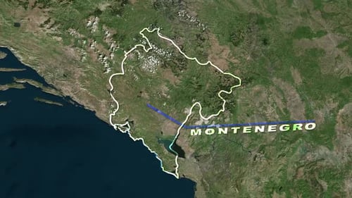 Earth Map Zoom and Montenegro Country Name Reveal