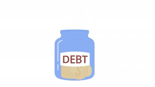 Financial Debt Jar Animation with Coins Entering and Exiting