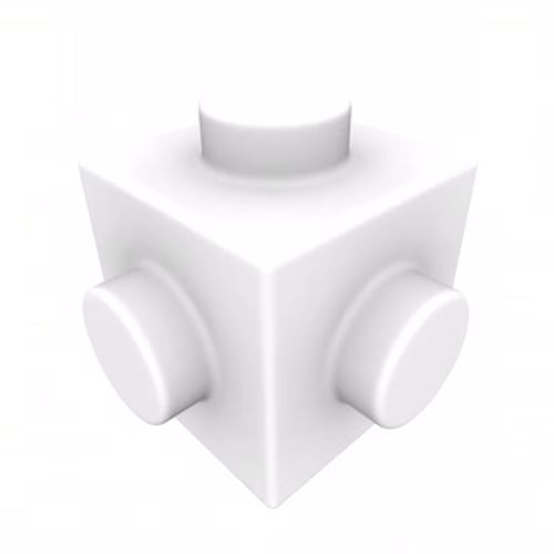 3D White Cube With Circular Extrusions Shape