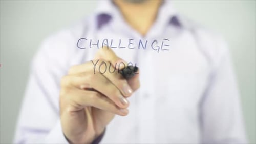 Writing Challenge Yourself on Clear Glass Board