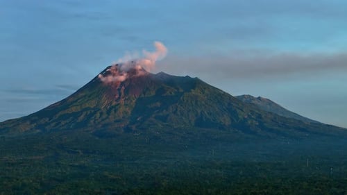 Aerial view of Mount Merapi and Merbabu, Indonesia.
