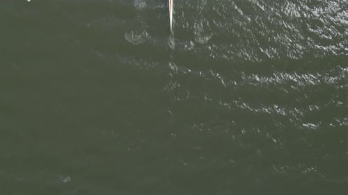 Aerial view of rowing on water, Uruguay.