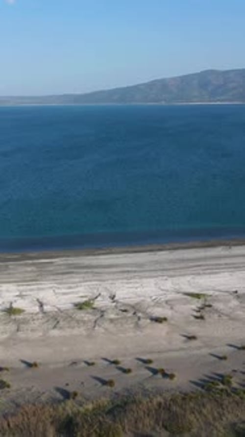 Lake Salda Turkey Aerial View Vertical Video