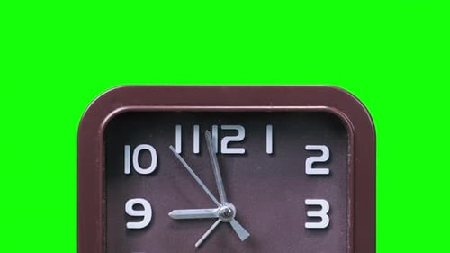 Clock Face of Analog Watch Show Time on Green Screen