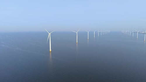 Majestic Wind Turbines Gracefully Harness Energy Off the Coast of the Netherlands