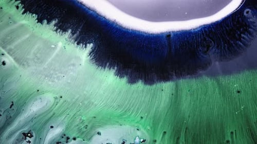 Abstract Mixing of Green, Blue, and White Colors