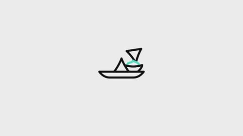 Animated Food and Boat Icon in Flat Design Style