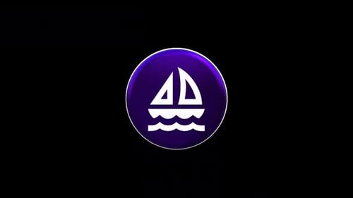 3D Rotating Sailboat Icon on Waves