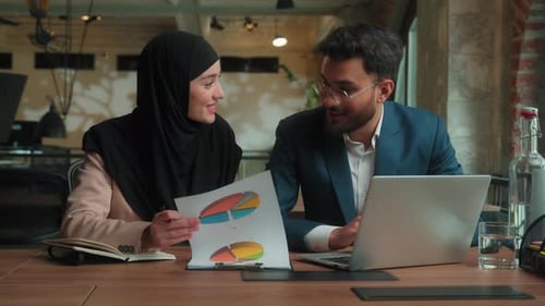 Business Colleagues Office Coworkers Indian Businessman Arabian Businesswoman Work Together