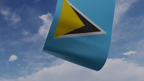 Drone Pulling Saint Lucia Flag