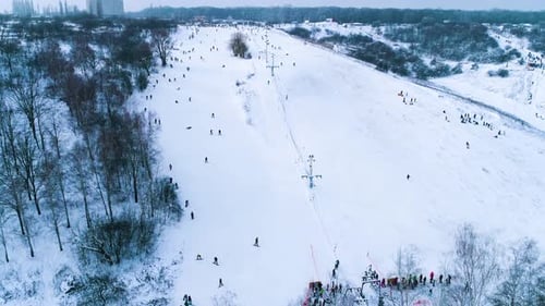 Aerial Footage of Place for Skiing Near Forest