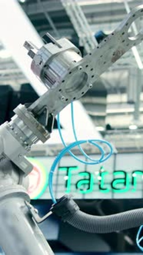 Robotic Arm Moving in Tatarstan Republic Industrial Automation Exhibition Media