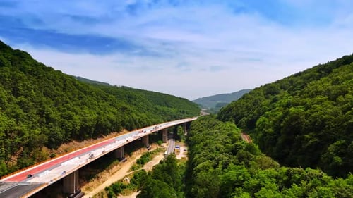 Striking new freeway being constructed in the green mountains.