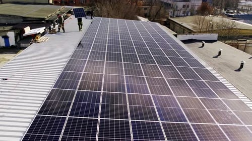Solar Panel Installation on City Rooftop