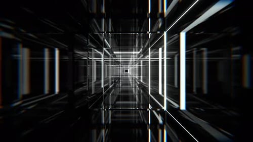 Weißer quadratischer Neontunnel-Hintergrund VJ Loop l 4K