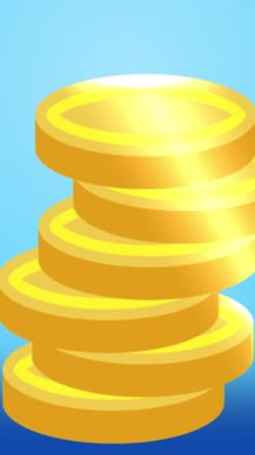 Golden Coins Falling Vertical