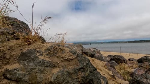 Coastal rocks on the waterfront