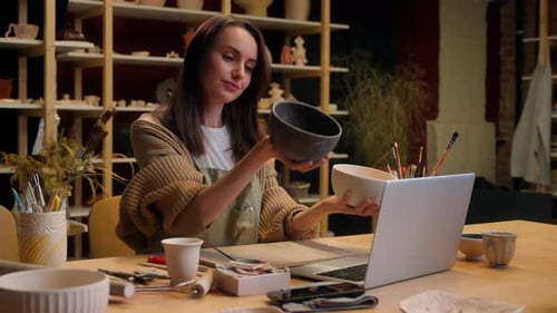 Female Business Owner Saleswoman Seller Girl Caucasian Woman Potter Craftswoman Artist Designer
