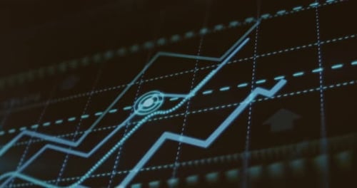 Financial Chart with Upward Trending Blue Lines