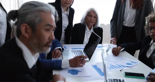 Multiracial Business People Working Inside Bank Office - Meeting And Startup