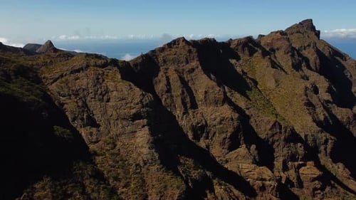 Majestic Mountain Range Aerial View on Sunny Day