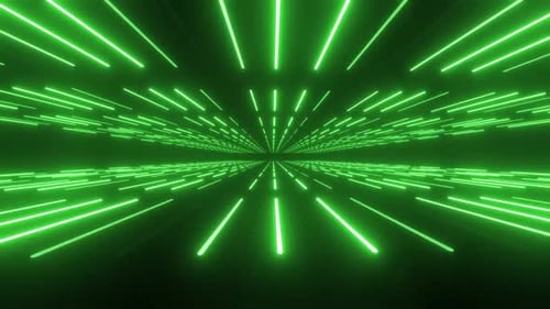 Abstract Green Neon Light Tunnel Animation Loop