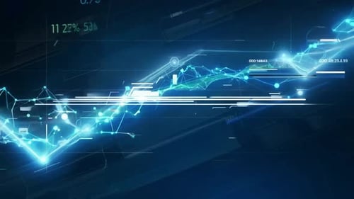 High-Tech Digital Data Display with Glowing Lines and HUD Elements