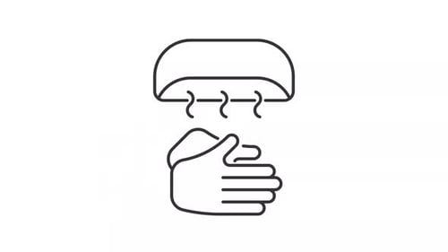 Animated Hand Dryer and Drying Hands Icon