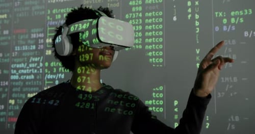 Black Female Engineer in Metaverse Testing Virtual Reality Headset