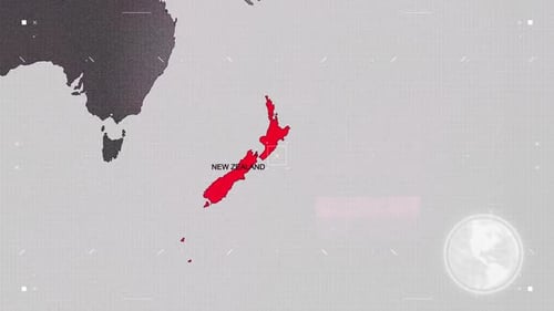 Mapa de Nueva Zelanda rojo y gris con efectos