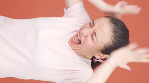 Vertical video of Woman exploding with anger.
