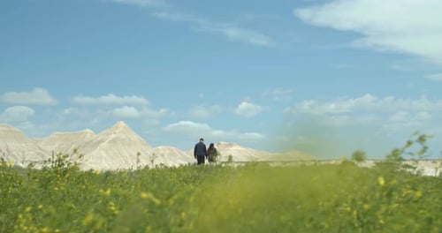 Couple Walking In Toadstool State Park, Nebraska