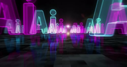 Artificial intelligence technology AI symbols loop cyber concept